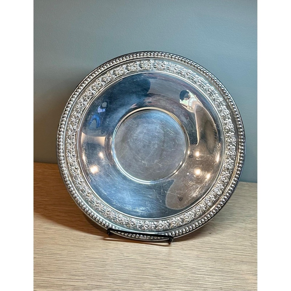Wallace Vintage Silverplate 6544 Round Serving Tray Plate 10.5" Ornate Border
